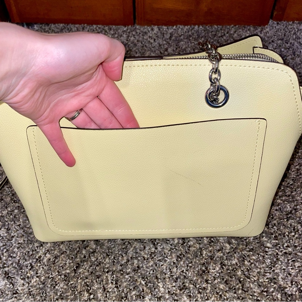 Calvin Klein Pale Yellow Pebble Leather Shoulder Bag - Picture 5 of 11